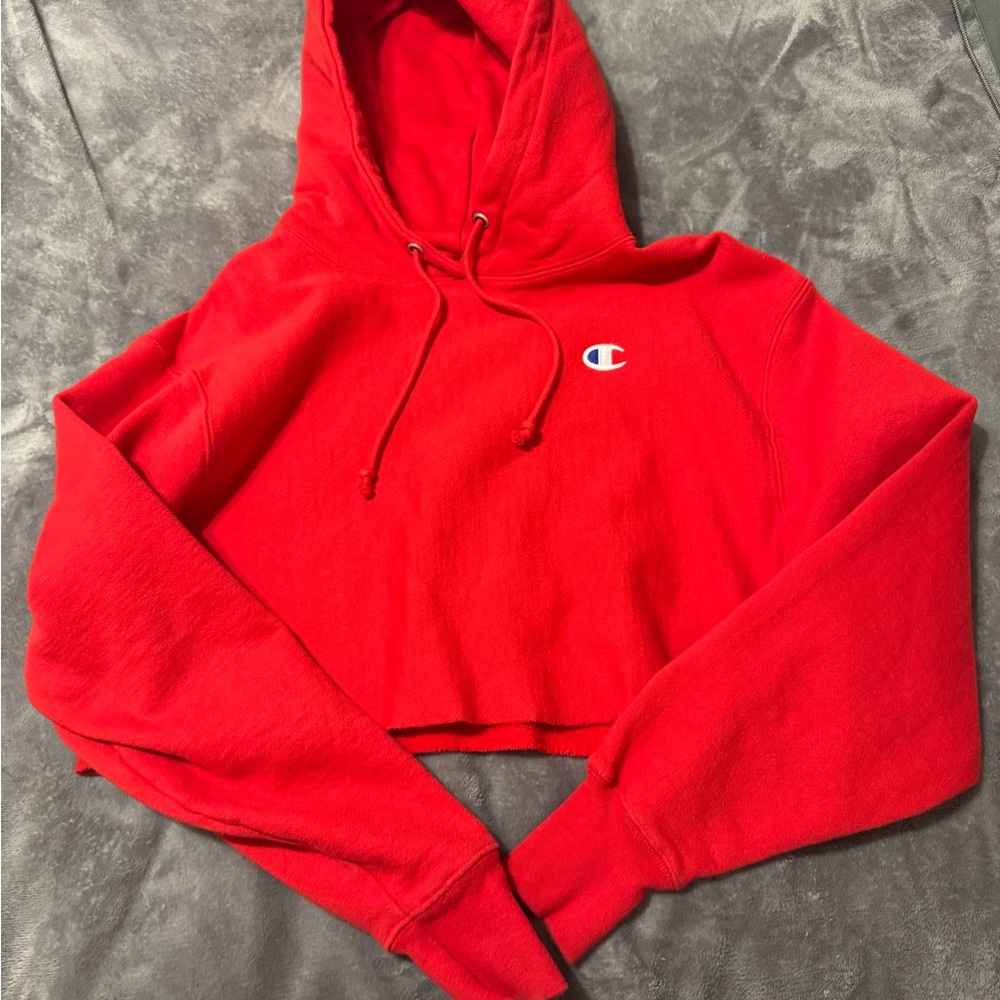 Champion Red Cropped Hoodie